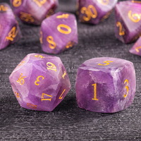 Jeu de dés de jeu de table D&D Jingyuan Blue Natural Gemstone multi-facettes polyédriques D6/D20 19mm 7 pièces