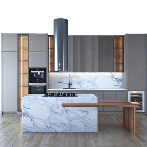 New Arrival Automatic Kitchen <strong>Pantry</strong> <strong>Cabinet</strong> Storage Corner Frameless Grey Kitchen <strong>Cabinet</strong> With Island - Product Image 1