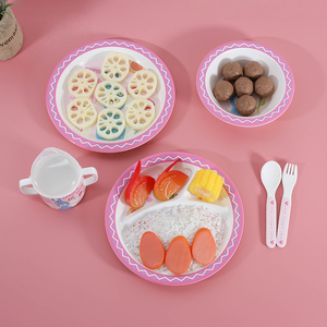 Ensemble de <span class=keywords><strong>vaisselle</strong></span> pour enfants en mélamine, directement de l'usine, design créatif de dessins animés, assiette à compartiments, bol, tasse, cuillère, ensemble cadeau - Product Image 4