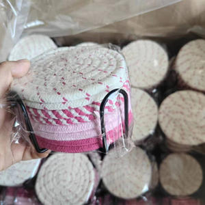 Juego de posavasos de cuerda de algodón, redondos, lavables, con aislamiento térmico, para tazas y vasos. - Product Image 2