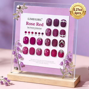 Kit de Gel para Uñas de 6 Colores, Serie Morada, Rojo Cereza, Rojo Terciopelo, Rojo Rosa, Brillo Vintage, Empaque Básico - Product Image 3