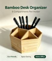 Porte-marqueurs hexagonal en bambou, organiseur de bureau, porte-crayons pour marqueurs, stylos, crayons, fournitures de bureau, scolaires et de classe