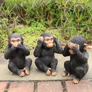 热卖定制服务树脂动物雕像家居装饰桌卡通3猴子雕塑雕像装饰猴子装饰品