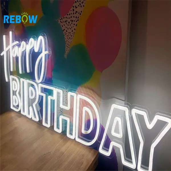 Letras acrílicas de cartón para feliz cumpleaños, letrero electrónico personalizado de Neons, luz LED nocturna personalizada, envío directo