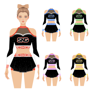 Maillots d'équipe <span class=keywords><strong>de</strong></span> cheerleading noirs et jaunes pour femmes, uniformes d'entraînement chauds, ensembles OEM - Product Image 3