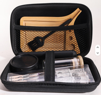 Kit de rangement portable avec moulin à herbes, plateau en bambou, cônes pré-roulés, pot en verre, brosse de nettoyage – Ensemble complet d'accessoires pour fumeurs
