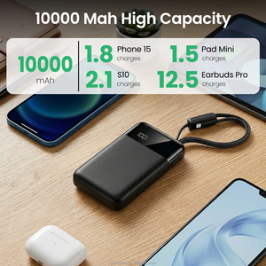 Batterie externe 22,5W <span class=keywords><strong>45W</strong></span> 65W à charge rapide PD 10000 20000 <span class=keywords><strong>30000mAh</strong></span> avec câbles USB C tressés intégrés et écran LED numérique - Product Image 3