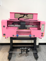 Machine d'impression d'autocollants transparente UV DTF Feuille d'autocollants Impression personnalisée avec plastifieuse Double imprimante UV rose XP600 A3