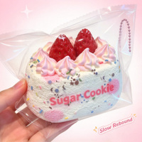 Jouet Squishy Personnalisé Gâteau à la Crème de Fraise à Remontée Lente, Simulation Alimentaire, Anti-Stress, Jouet à Presser, Breloque de Sac pour la Vente en Gros