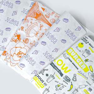 Papel Encerado para Envolver Alimentos, Papel Antigrasa para Hamburguesas y Sándwiches, Precio de Fábrica, Impresión de Logotipo Personalizado, Papel Artesanal para Alimentos, Cuadrado, Recubierto - Product Image 3