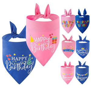 Bandana triangulaire ajustable en coton mélangé imprimé <span class=keywords><strong>Joyeux</strong></span> <span class=keywords><strong>Anniversaire</strong></span> GorisPet pour chiens et chats - Accessoires doux pour animaux de compagnie pour les fêtes - Product Image 1