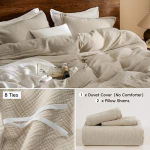 Funda de Edredón de Muselina de Estilo Clásico de 2 Capas 100% Algodón, Juego de Ropa de Cama de Muselina, Funda de Edredón de Muselina Cómoda - Product Image 4