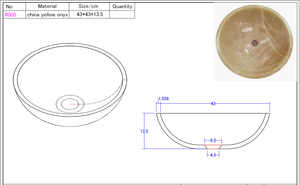 Modern Marble Natural Stone Round Bathroom <b>Sink</b> china yellow onyx Counter top Lavatory Basin with Polished Finish Eco-Friendly - Product Image 6