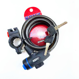 ตัวล็อคจักรยานฮีโร่ิคพร้อมวงแหวนตาข่ายลวด ตัวล็อคจักรยานเสือภูเขาแบบมีกุญแจ โลหะทนทาน สีดำ - Product Image 1