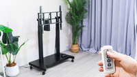 Meubles de salon de luxe, chariot TV avec fonction de rotation à 90 degrés vers le haut, chariot TV réglable en hauteur par télécommande pour téléviseurs de 52 à 84 pouces