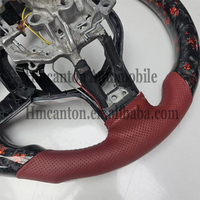 Produit neuf, volant de voiture en cuir perforé rouge en carbone forgé pour Honda Civic 11e génération