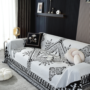 Venta al por mayor de fábrica, funda de sofá <span class=keywords><strong>Reversible</strong></span> blanca y negra, manta tejida de tapiz personalizada para sala de estar - Product Image 4