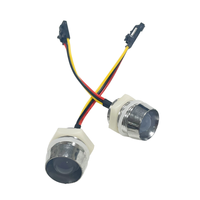 Lumière indicatrice LED RGB 12 mm 5V pour moto, lentille diffuse F12, IP67, pré-câblée, encastrée, tête argentée, câble 24AWG, adressable