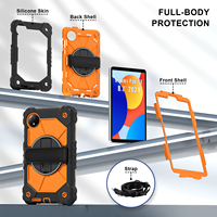 Étui robuste à 3 couches pour Xiaomi Redmi Pad SE 8.7 2024 avec support rotatif à 360°, dragonne et bandoulière, bicolore, OEM ODM