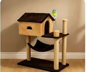 <span class=keywords><strong>Arbre</strong></span> à <span class=keywords><strong>chat</strong></span> multi-niveaux avec hamac, poteaux à gratter en sisal, jouet à plumes suspendu, mobilier de condo pour <span class=keywords><strong>chat</strong></span> d'intérieur - Product Image 5