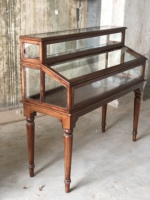 Fourniture directe d'usine meubles anciens en bois massif double couche carré comptoir d'affichage en verre