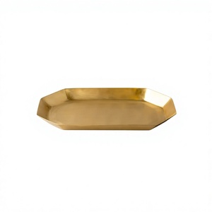 Modern Luxury Geometric Brass Decorative Tray Octagonal Shape Aluminium Single Piece For Home Decor - Product Image 1