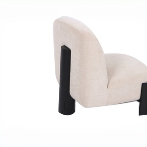 Sillón de salón moderno y decorativo para hotel, en terciopelo color crema, sofá individual con patas de metal negro, para sala - Product Image 5
