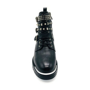 Mano tachonado remaches Chapado en negro tacón plataforma de roca botas de cuero de las mujeres para las mujeres - Product Image 3