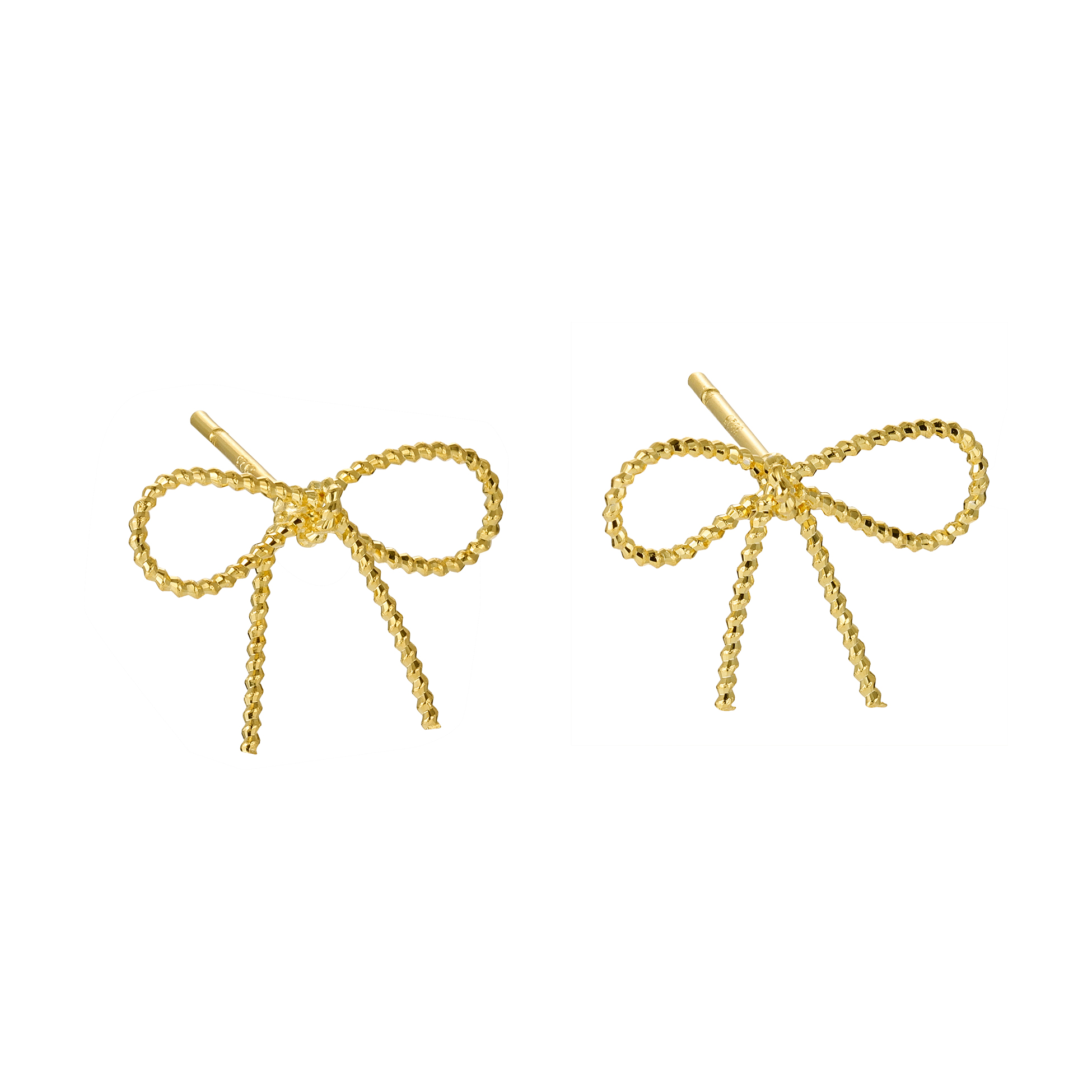 Bowknot Huggie Hoop Earrings - Cute Red Ribbon Bow Christmas Earrings In Gold Plated Style