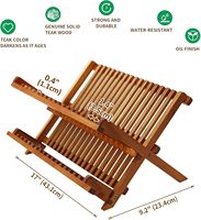 Égouttoir à vaisselle en bois de teck pliable à 2 niveaux, support de séchage pour assiettes, organisateur de vaisselle pliable pour la cuisine