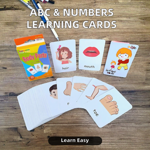 Kustom 36 buah Flashcards pendidikan Montessori autisme bahasa Inggris WordsA BC angka buah hewan bagian tubuh kertas kelas - Product Image 2