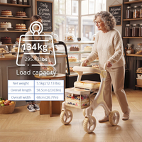 Déambulateur en fibre de carbone au design innovant avec détails or champagne, sac à motif dessert et conception légère pour seniors