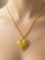 Collier pendentif en forme de cœur à motif quadrillé Z H Jewelry, chaîne à maillons en laiton plaqué or 24 carats, cadeau personnalisable pour diverses occasions