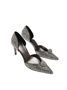 Zapatos de tacón Jimmy con adornos de cristal y tacón de aguja brillante estilo Orsay para damas de honor y fiestas de cóctel - Product Image 3