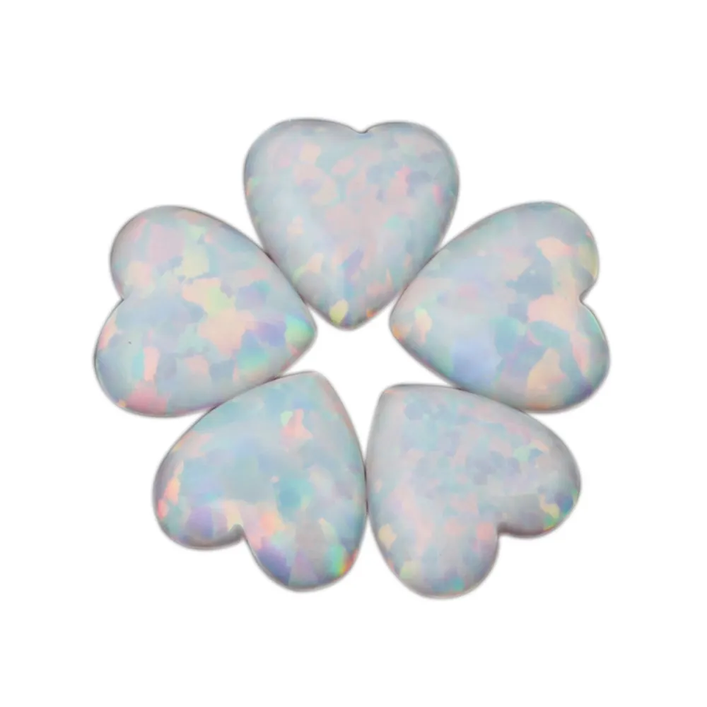Batu Permata Opal Jepang Warna Putih Datar Bentuk Hati Opal