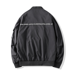 Giacca a vento Casual da uomo autunnale con cerniera alta abbigliamento da strada <span class=keywords><strong>Bomber</strong></span> Hip Hop nero - Product Image 2