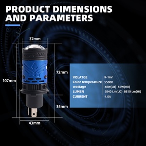 G3 Mini <b>H4</b> Projector Lens Mini Projector Led 3 Lens <b>H4</b> 130w Headlight Bulb Led Projector Lens for Motorcycle or Cars - Product Image 2