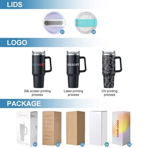 2024 vaso con logotipo personalizado de 40 Oz con asa de acero inoxidable de doble pared al vacío taza de Metal taza de café de viaje vaso de 40 Oz - Product Image 5