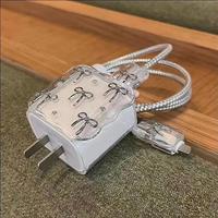 Funda Protectora Transparente Brillante con Lazo para Cargador de Celular, Protector de Cable Láser para Apple iPhone 18/20W