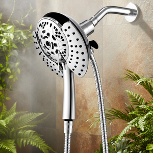 <span class=keywords><strong>Pommeau</strong></span> <span class=keywords><strong>de</strong></span> <span class=keywords><strong>douche</strong></span> moderne haute pression chromé 2-en-1 (main et pluie) avec installation facile pour salle <span class=keywords><strong>de</strong></span> bain - Product Image 1