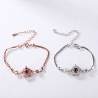 Bracelet personnalisé en argent 925 avec projection de photo couronne, cadeau souvenir pour femme, bracelet mignon et tendance avec projection de photo