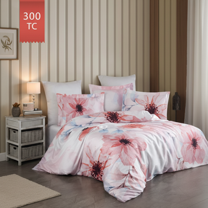 Juego de Funda Nórdica Varol Royal Satin 300TC, Funda Nórdica Doble, King, Twin, Diseño Floral, Relleno de Algodón para Cama, CASILDA Family - Product Image 2
