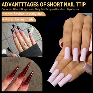 Faux ongles en gel souple à couverture complète, formes Cercueil et Amande, en acrylique, boîte personnalisée OEM pour manucure - Product Image 3