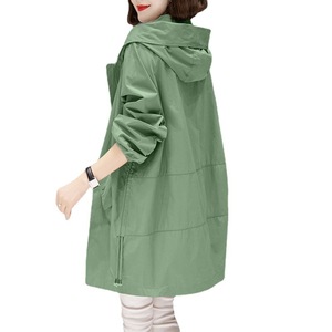 Gabardina para <span class=keywords><strong>mujer</strong></span>, abrigo informal de primavera y otoño de longitud media para <span class=keywords><strong>mujer</strong></span>, abrigo de moda con capucha de temperamento femenino - Product Image 3