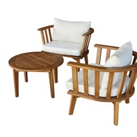 Ensemble de jardin 4/6/8 places, mobilier d'extérieur en rotin, chaises en bois et aluminium, table basse, coussins en tissu personnalisés OEM ODM