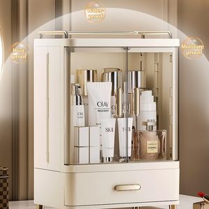 Modern Large Capacity Foldable Plastic Desktop <b>Storage</b> <b>Box</b> Durable Double Dustproof Makeup Organizer Cosmetics Skin - Product Image 5