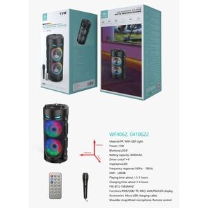 Ikrea Portable Bluetooth <b>Speaker</b> 15W With <b>Led</b> Lights And Remote Control Black - Product Image 4