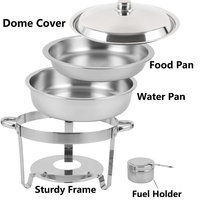 Set Perlengkapan Prasmanan Chafing Dish Multifungsi Modern Mewah dari Baja Anti Karat Bentuk Bulat untuk Layanan Katering Restoran