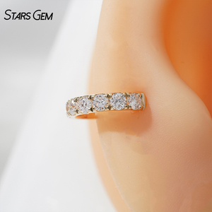 Pendientes de Clip de Oreja con Diamantes de Oro Sólido de 10K de Starsgem Fine Jewelry, Pendientes de Oreja Unisex con Diamantes Cultivados en Laboratorio - Product Image 1
