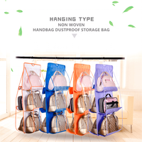 Vente chaude Double Face 6-Pocket Hanging Sac À Main Organisateur Transparent Sac De Rangement pour Armoire Placard Vêtements Garage Utilisation